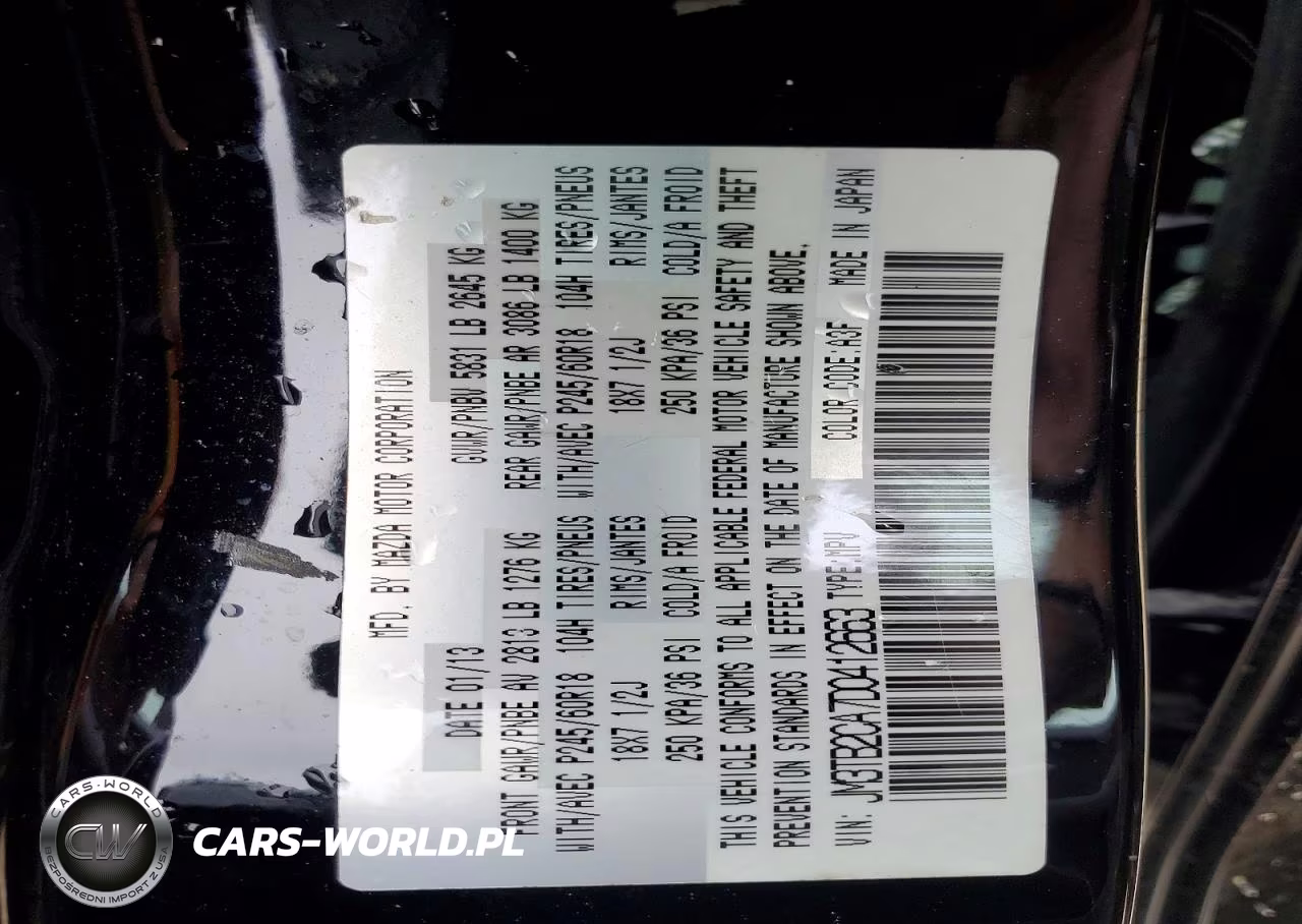 2013 Mazda Cx-9 Touring VIN:JM3TB2CA7D0412663 - 14