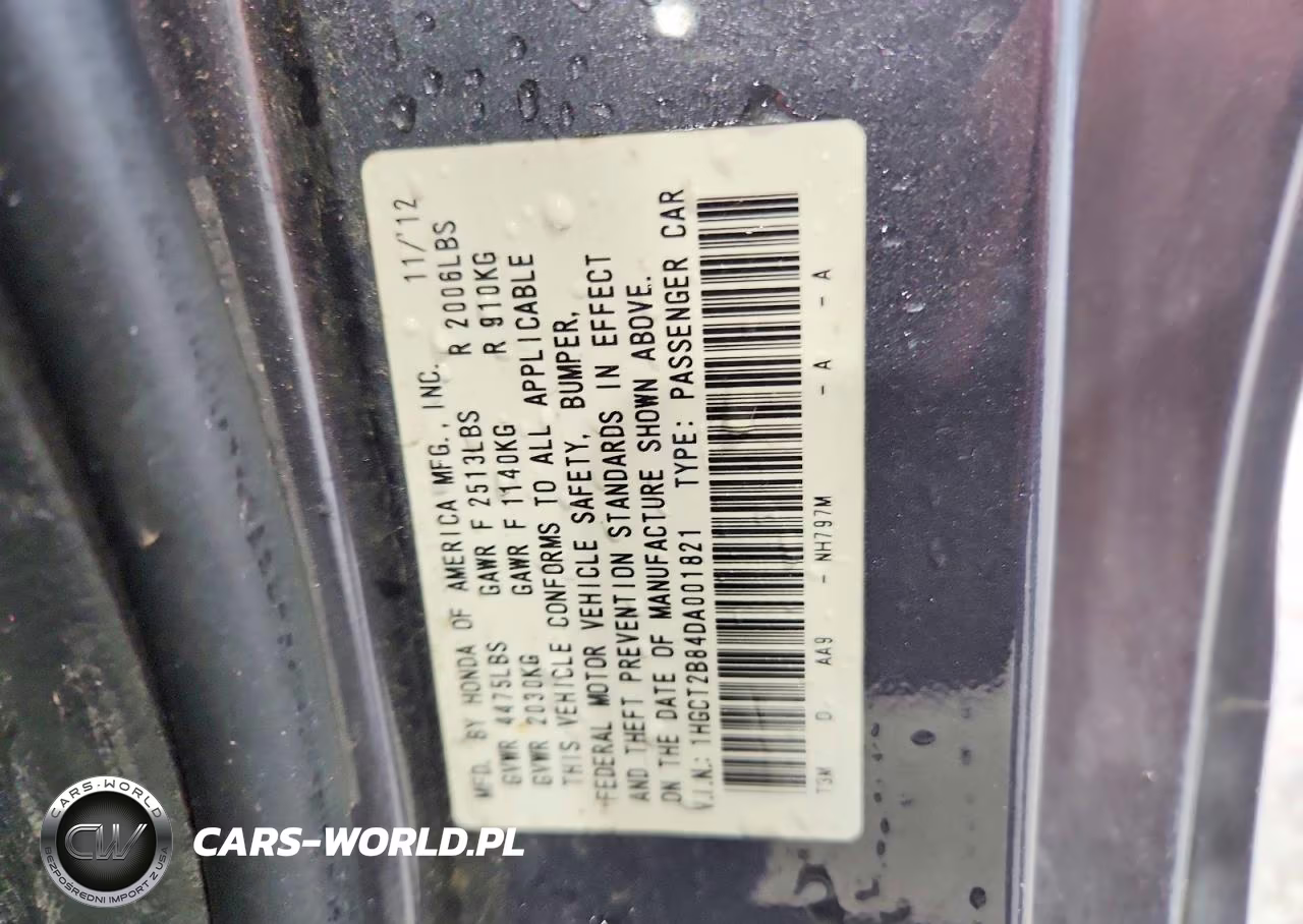 2013 Honda Accord Exl VIN:1HGCT2B84DA001821 - 12