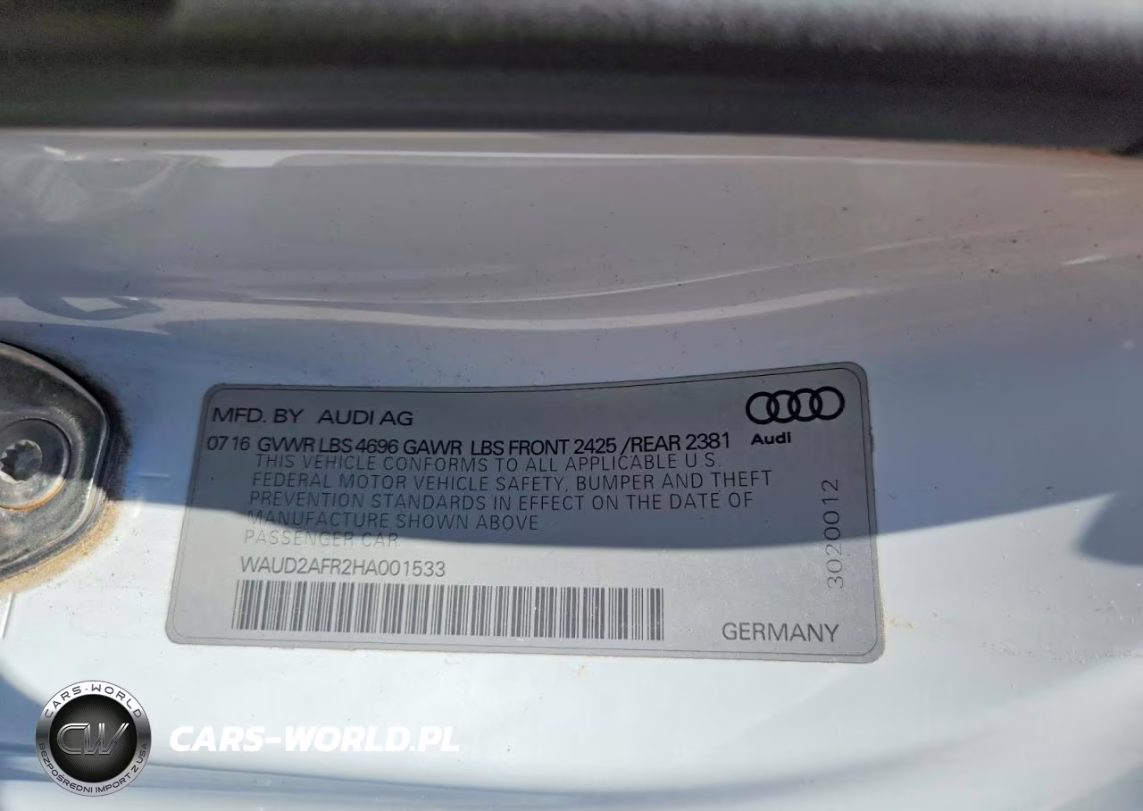 2017 Audi A5 Sport VIN:WAUD2AFR2HA001533 - 12