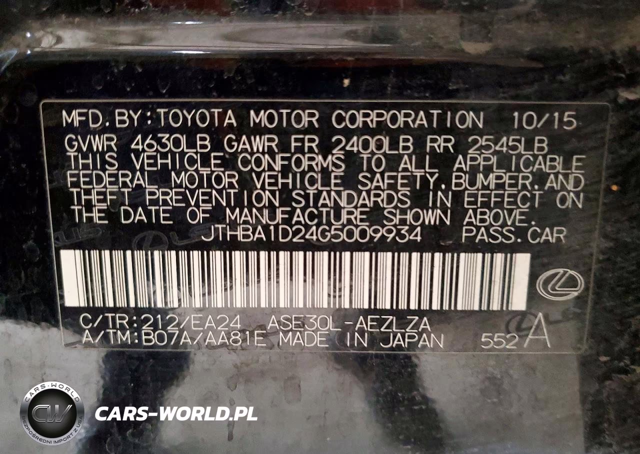 2016 Lexus Is 200T VIN:JTHBA1D24G5009934 - 12