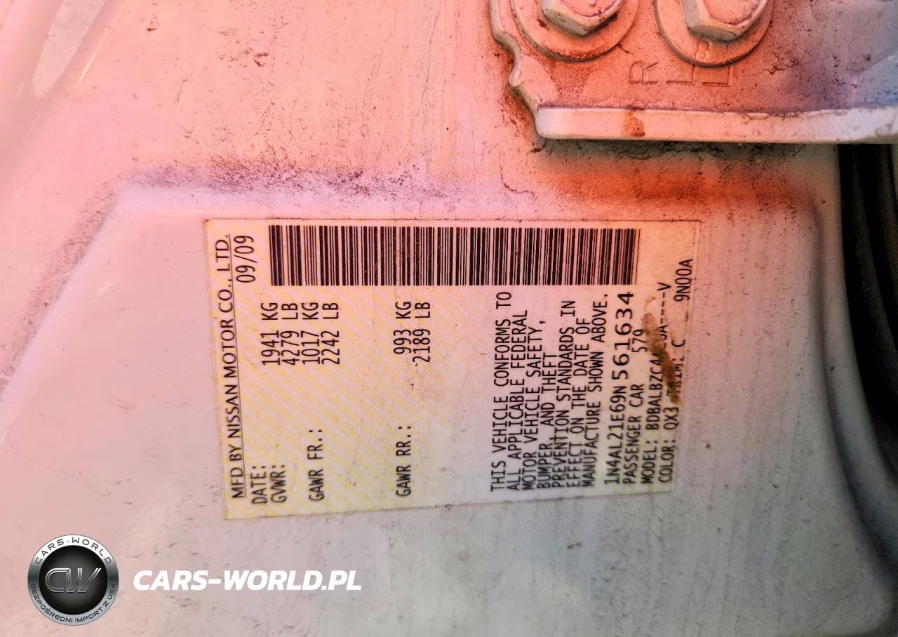 2009 Nissan Altima 2.5 VIN:1N4AL21E69N561634 - 12