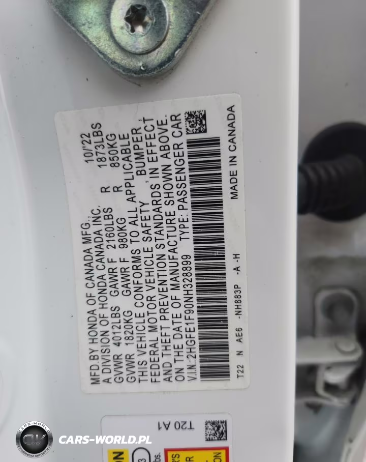 2022 Honda Civic Touring VIN:2HGFE1F90NH328899 - 12