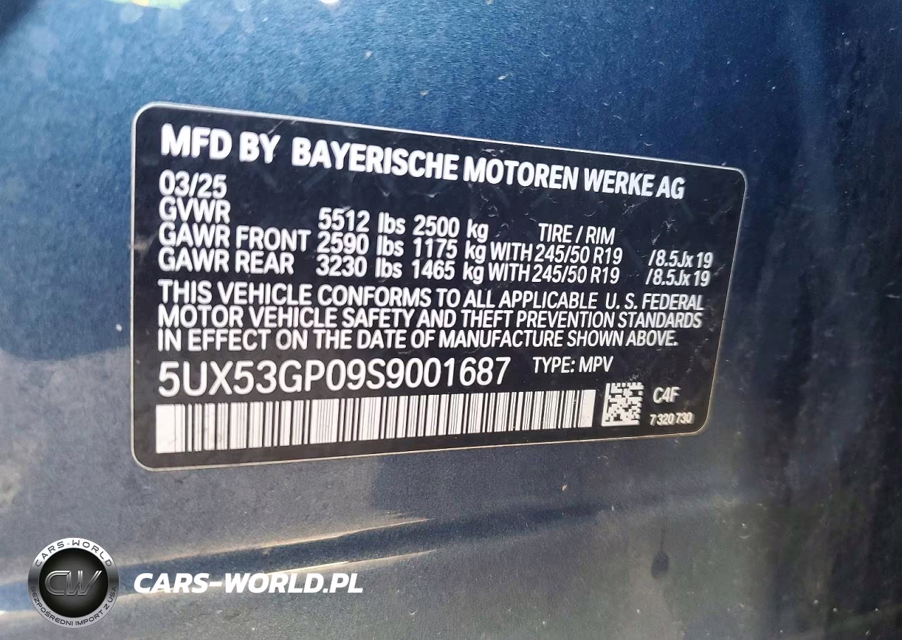 2025 BMW X3 30 xDrive VIN:5UX53GP09S9001687 - 13