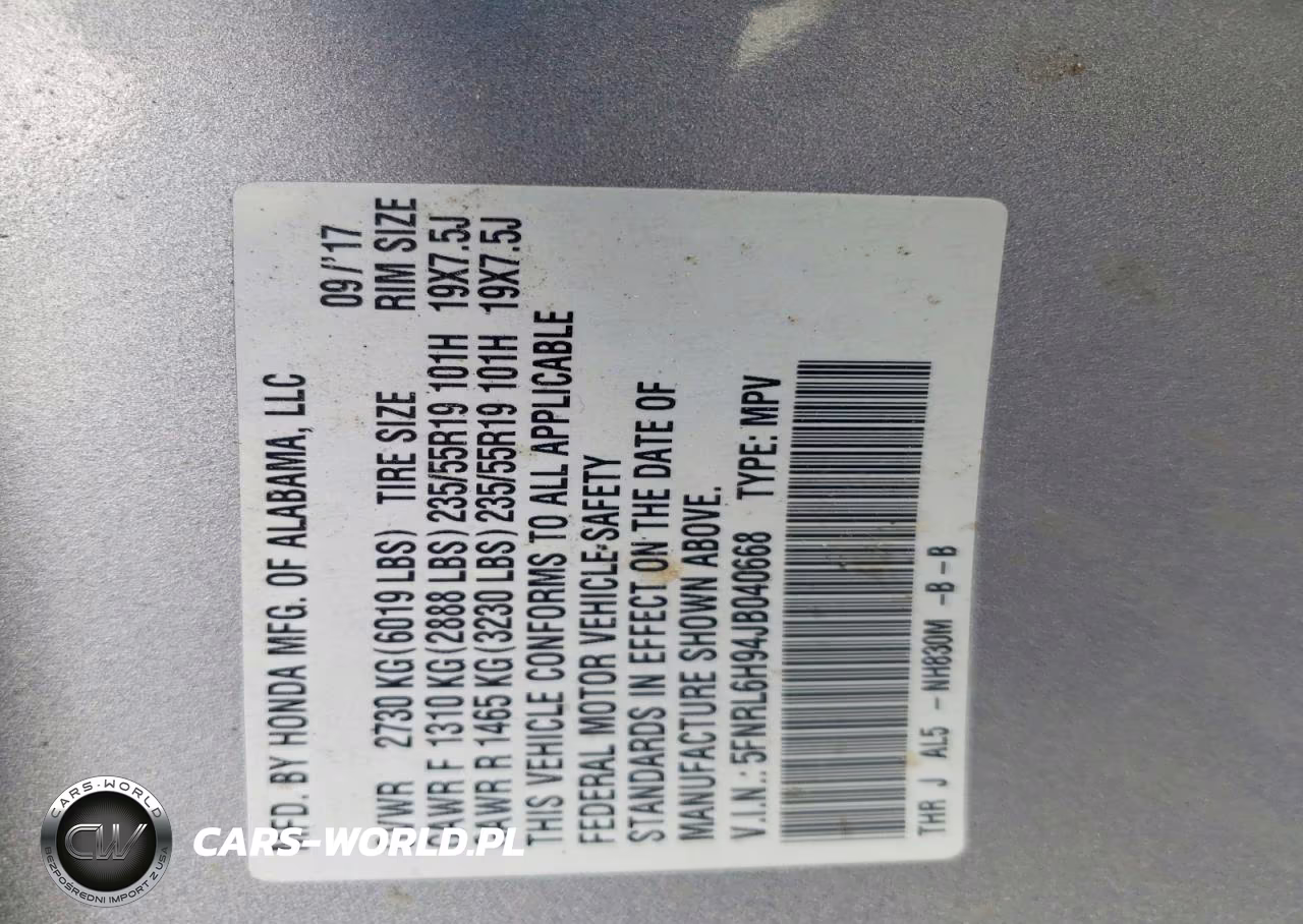 2018 Honda Odyssey Elite VIN:5FNRL6H94JB040668 - 13
