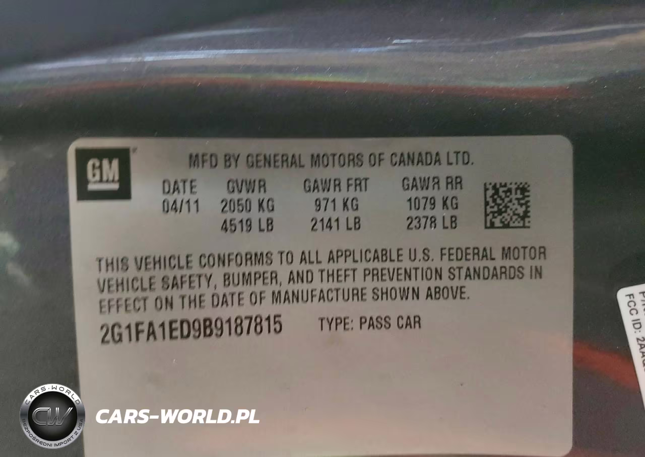 2011 Chev Camaro VIN:2G1FA1ED9B9187815 - 12