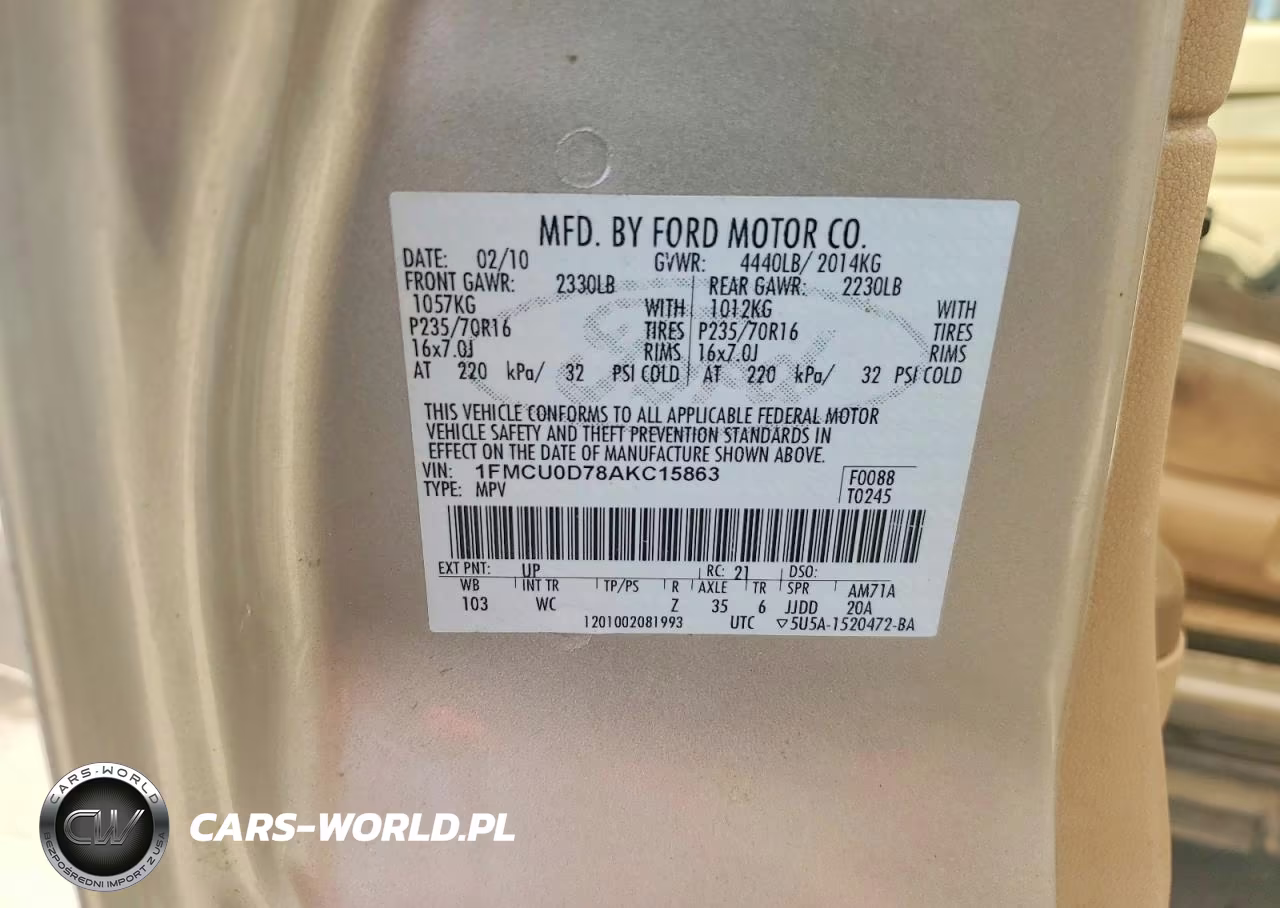2010 Ford Escape Xlt VIN:1FMCU0D78AKC15863 - 13