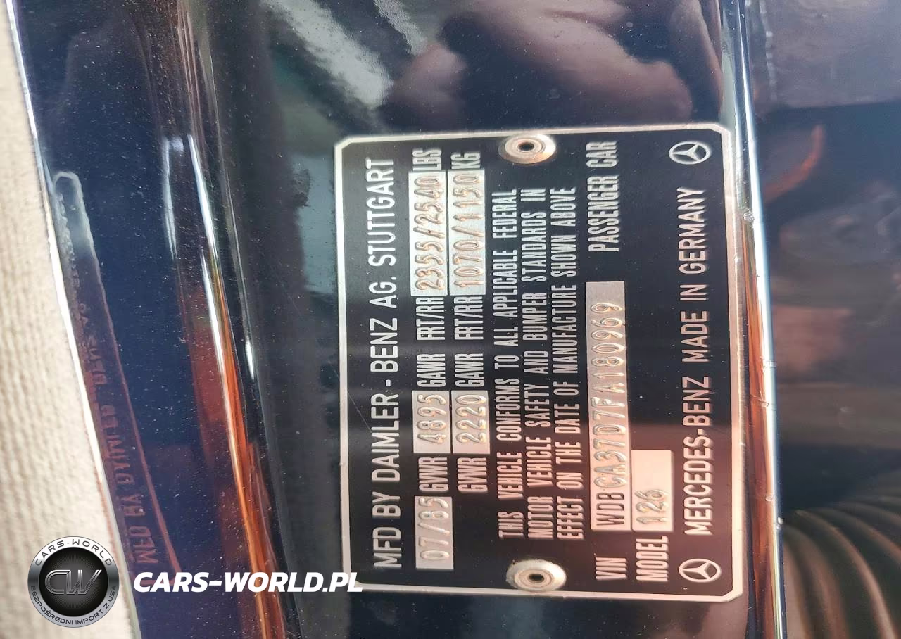 1985 Merz 500-Class VIN:WDBCA37D7FA180969 - 12