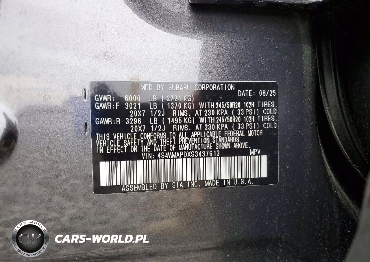 2025 Subaru Ascent Limited VIN:4S4WMAPDXS3437613 - 12