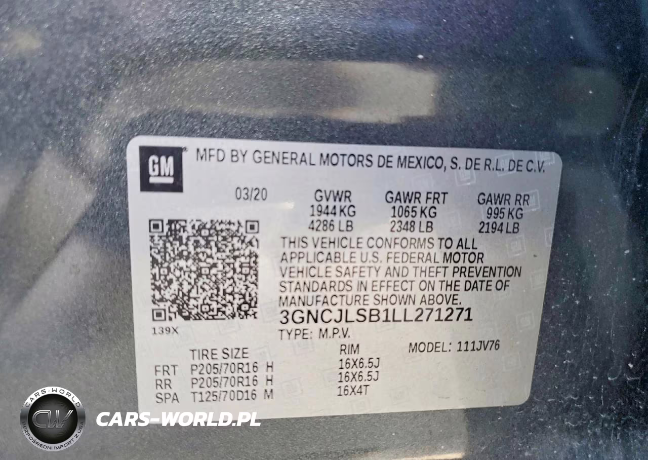 2020 Chevrolet Trax 1Lt VIN:3GNCJLSB1LL271271 - 13