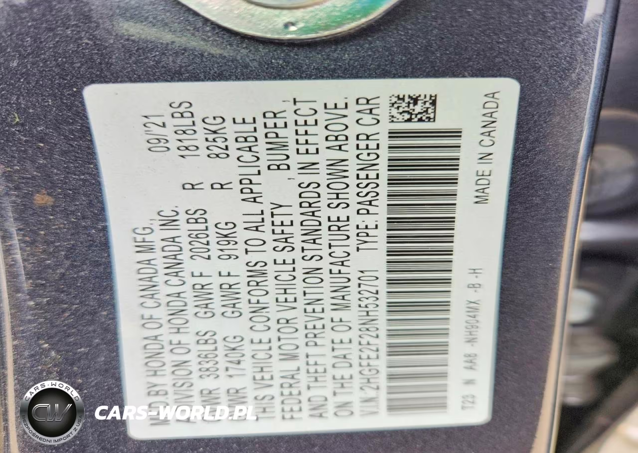 2022 Honda Civic Lx VIN:2HGFE2F28NH532701 - 12