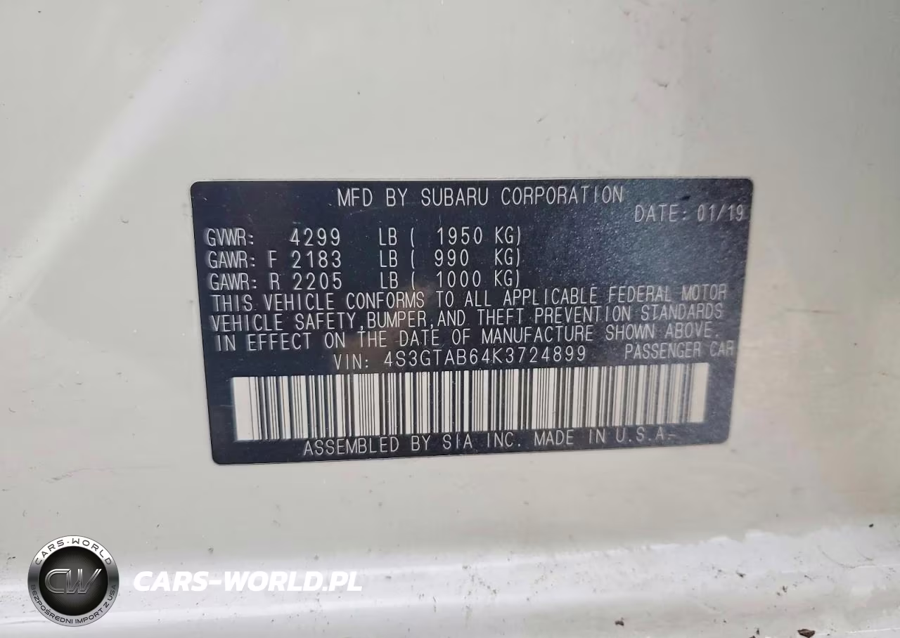 2019 Subaru Impreza 2.0I VIN:4S3GTAB64K3724899 - 13