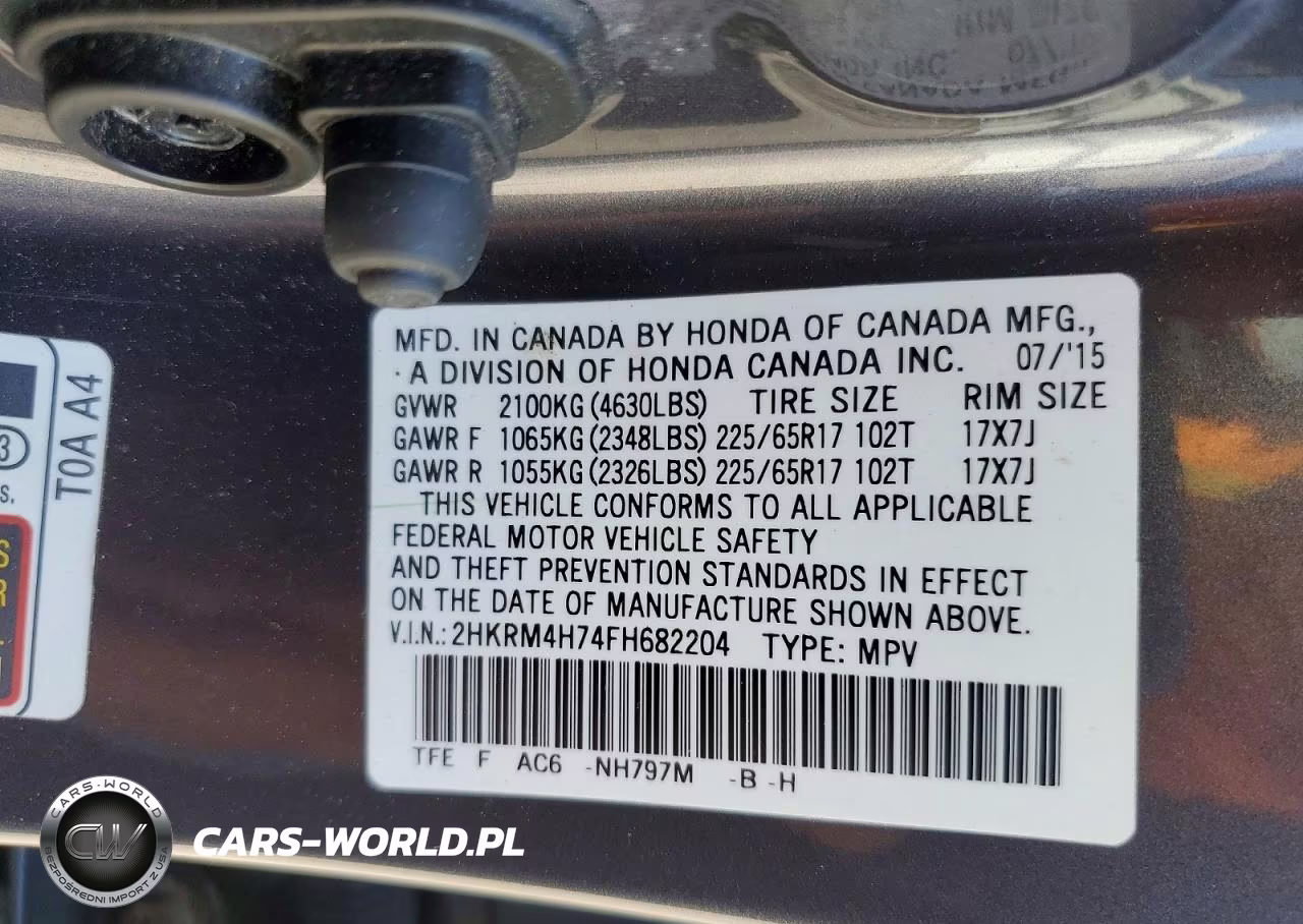 2015 Honda Cr-V Exl VIN:2HKRM4H74FH682204 - 13