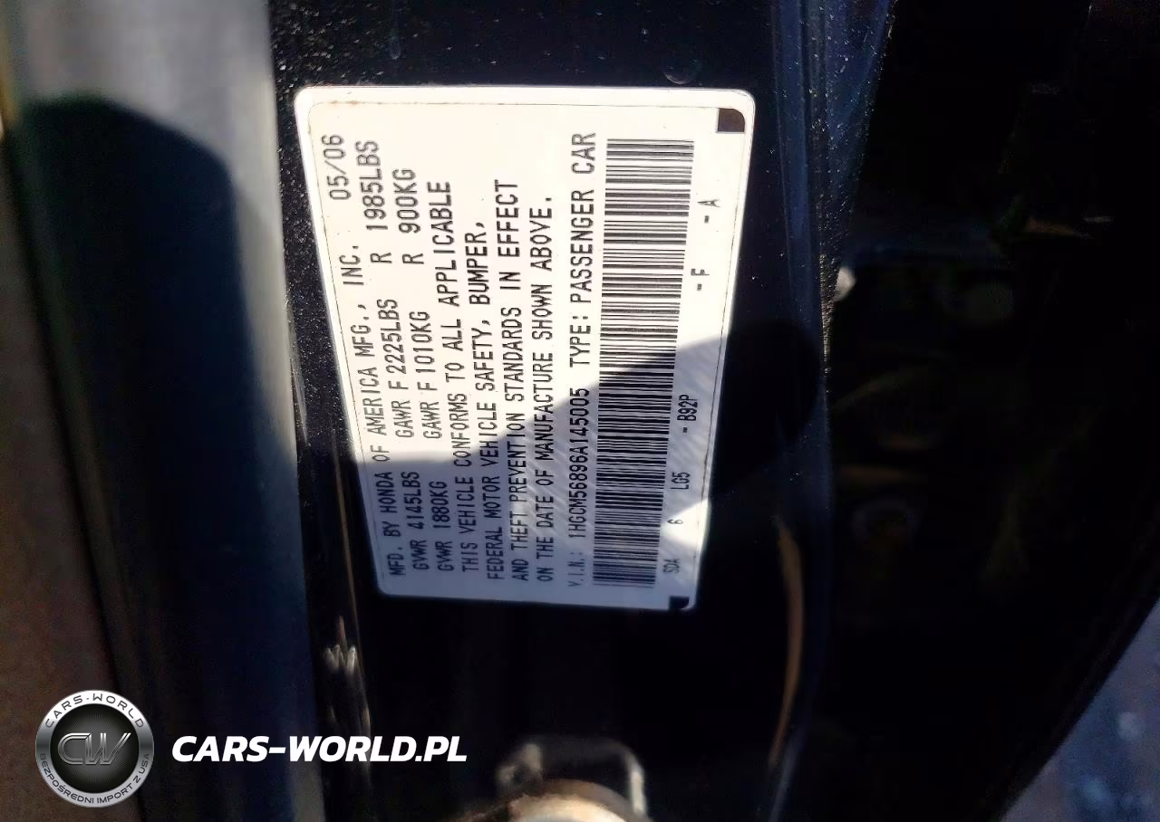 2006 Honda Accord Ex VIN:1HGCM56896A145005 - 12