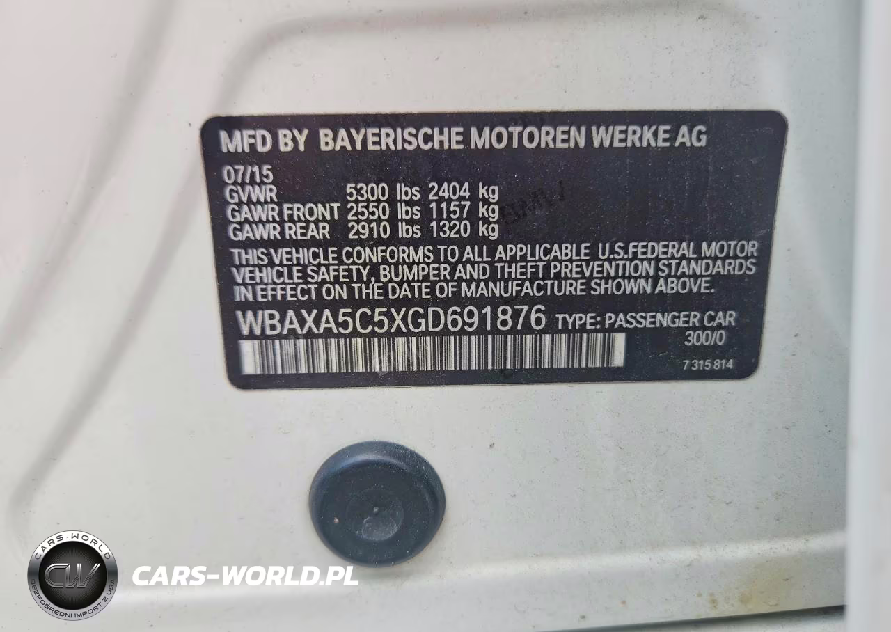 2016 BMW 535 D VIN:WBAXA5C5XGD691876 - 12