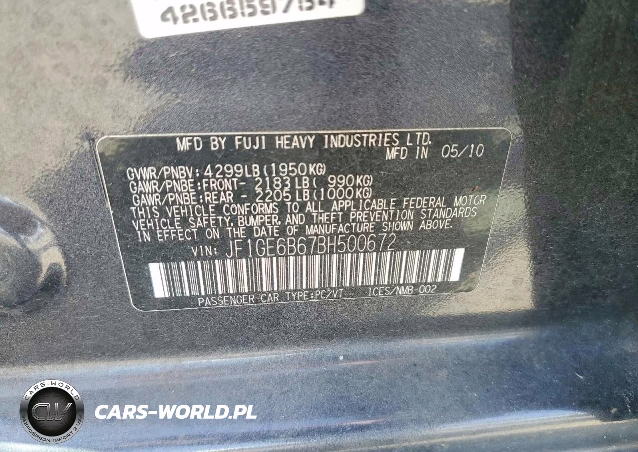 2011 Subaru Impreza 2.5I Premium VIN:JF1GE6B67BH500672 - 12