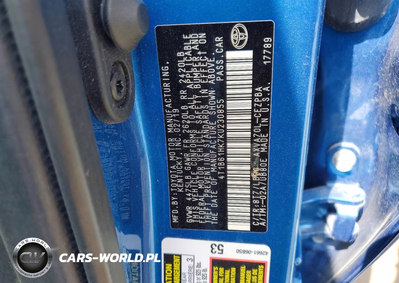 2019 Toyota Camry Xse VIN:4T1B61HK7KU230855 - 12