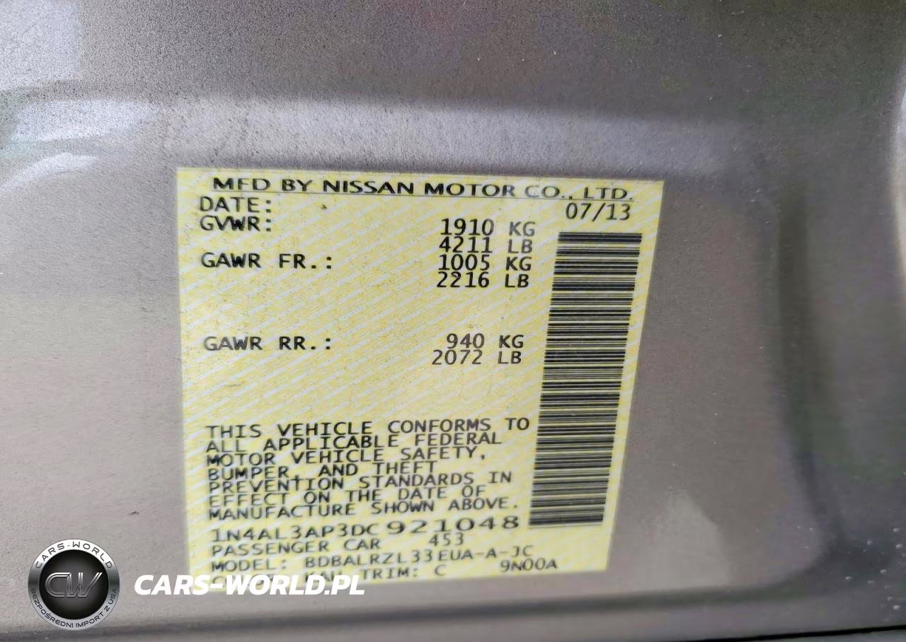 2013 Nissan Altima 2.5 VIN:1N4AL3AP3DC921048 - 12