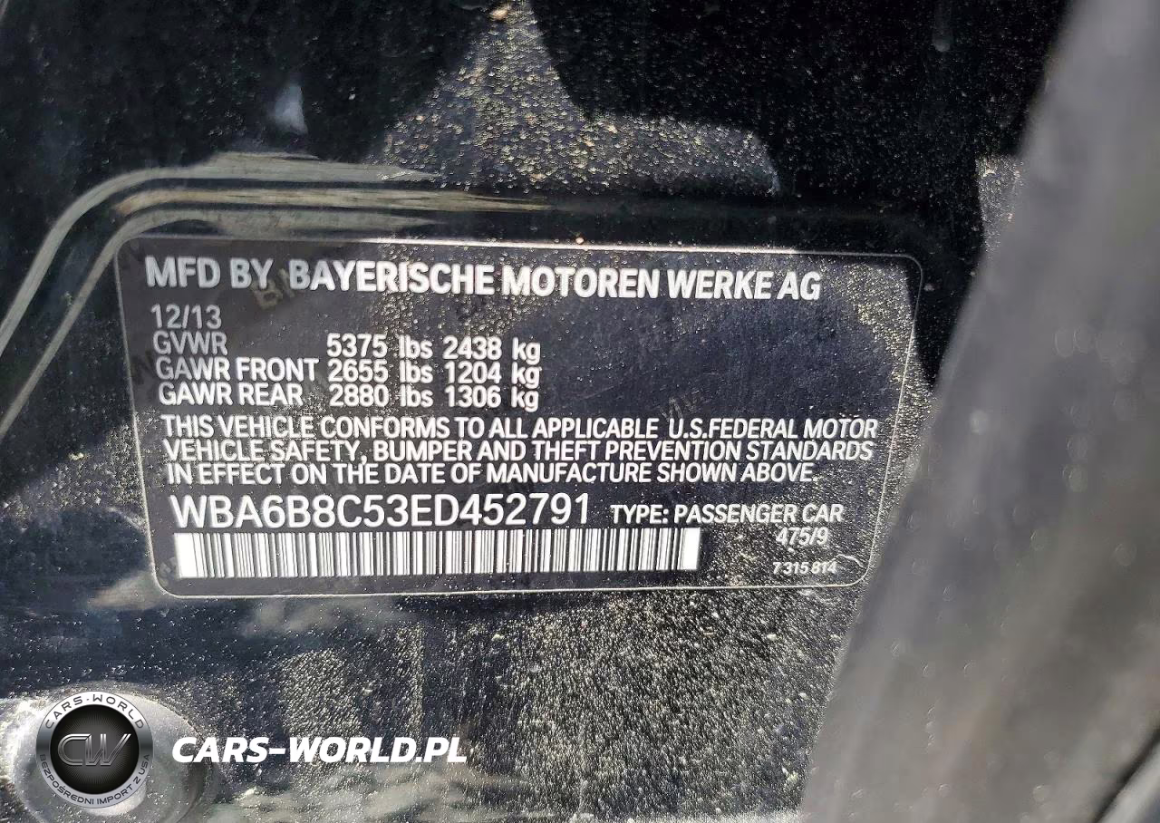 2014 BMW 640 Xi Gran Coupe VIN:WBA6B8C53ED452791 - 12