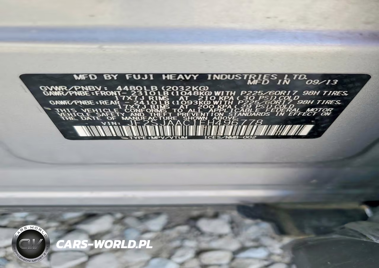 2014 Subaru Forester 2.5I VIN:JF2SJAAC1EH496778 - 14