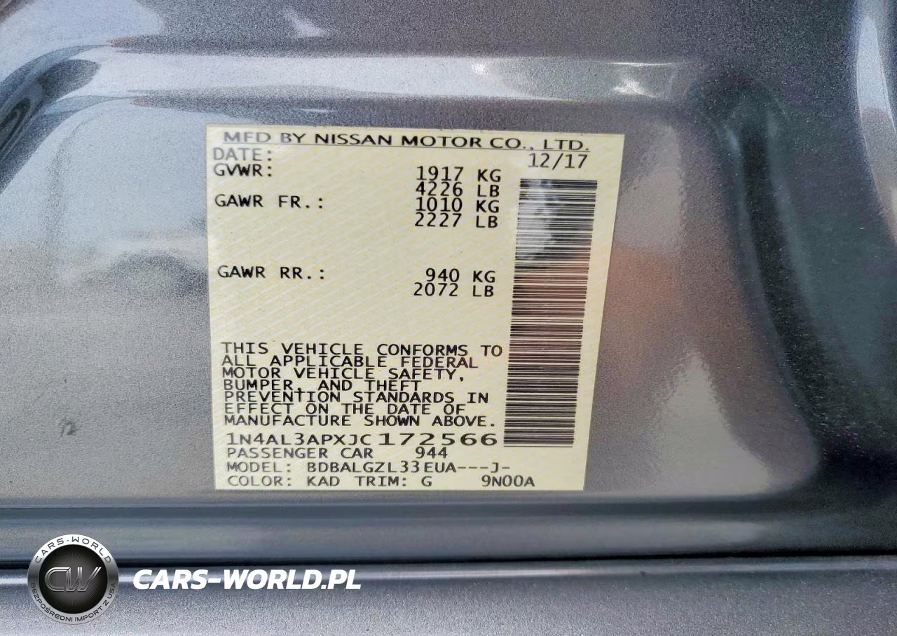 2018 Nissan Altima 2.5 S VIN:1N4AL3APXJC172566 - 12