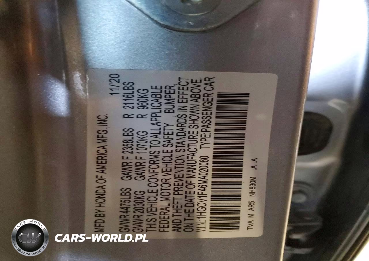 2021 Honda Accord Sport Se VIN:1HGCV1F46MA020060 - 12