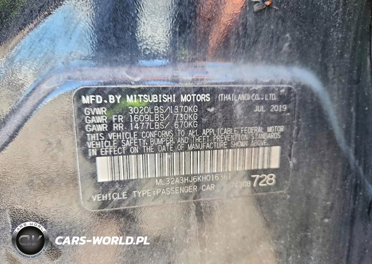 2019 Mitsubishi Mirage Es VIN:ML32A3HJ6KH016361 - 12
