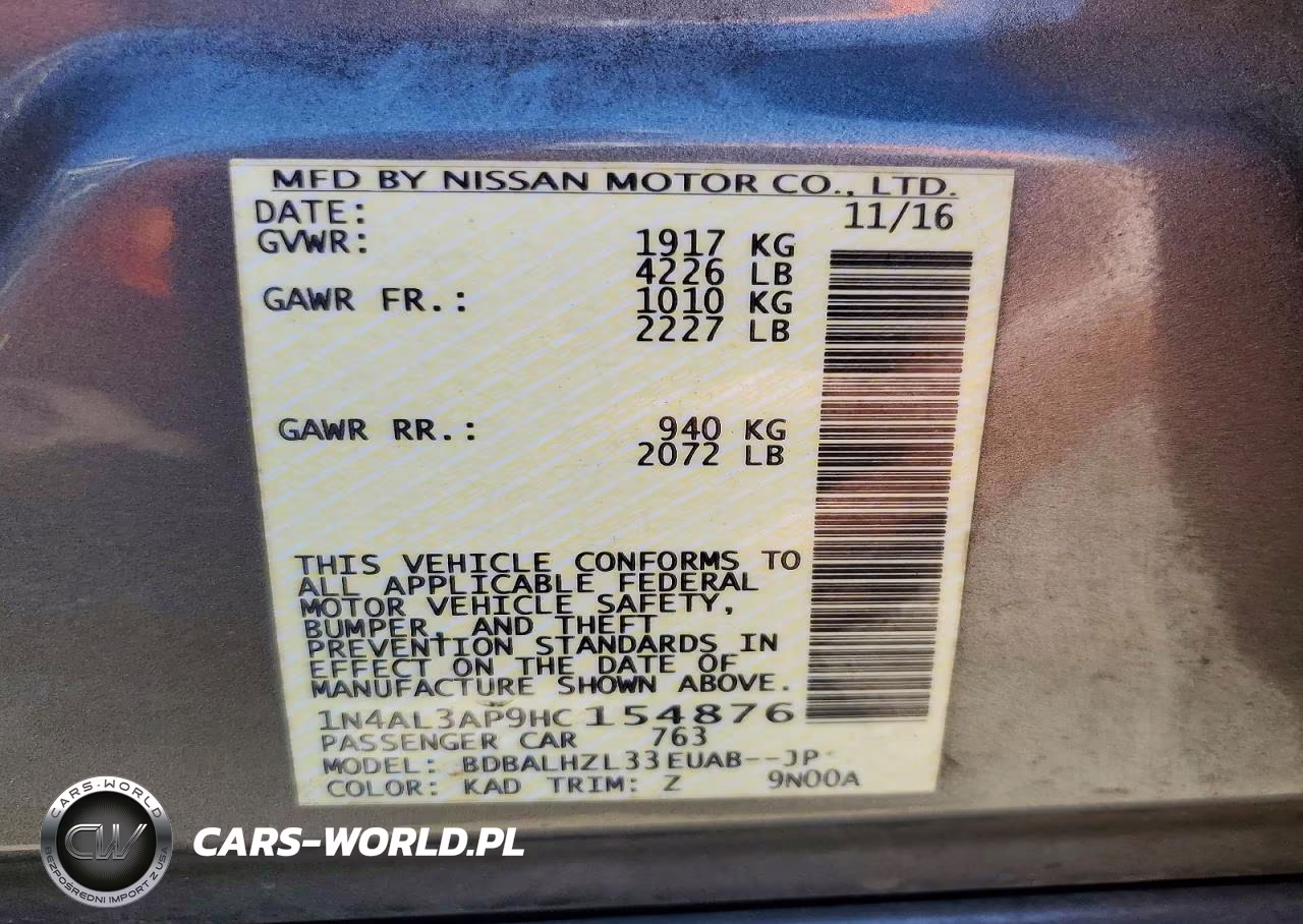 2017 Nissan Altima 2.5 Sr VIN:1N4AL3AP9HC154876 - 12