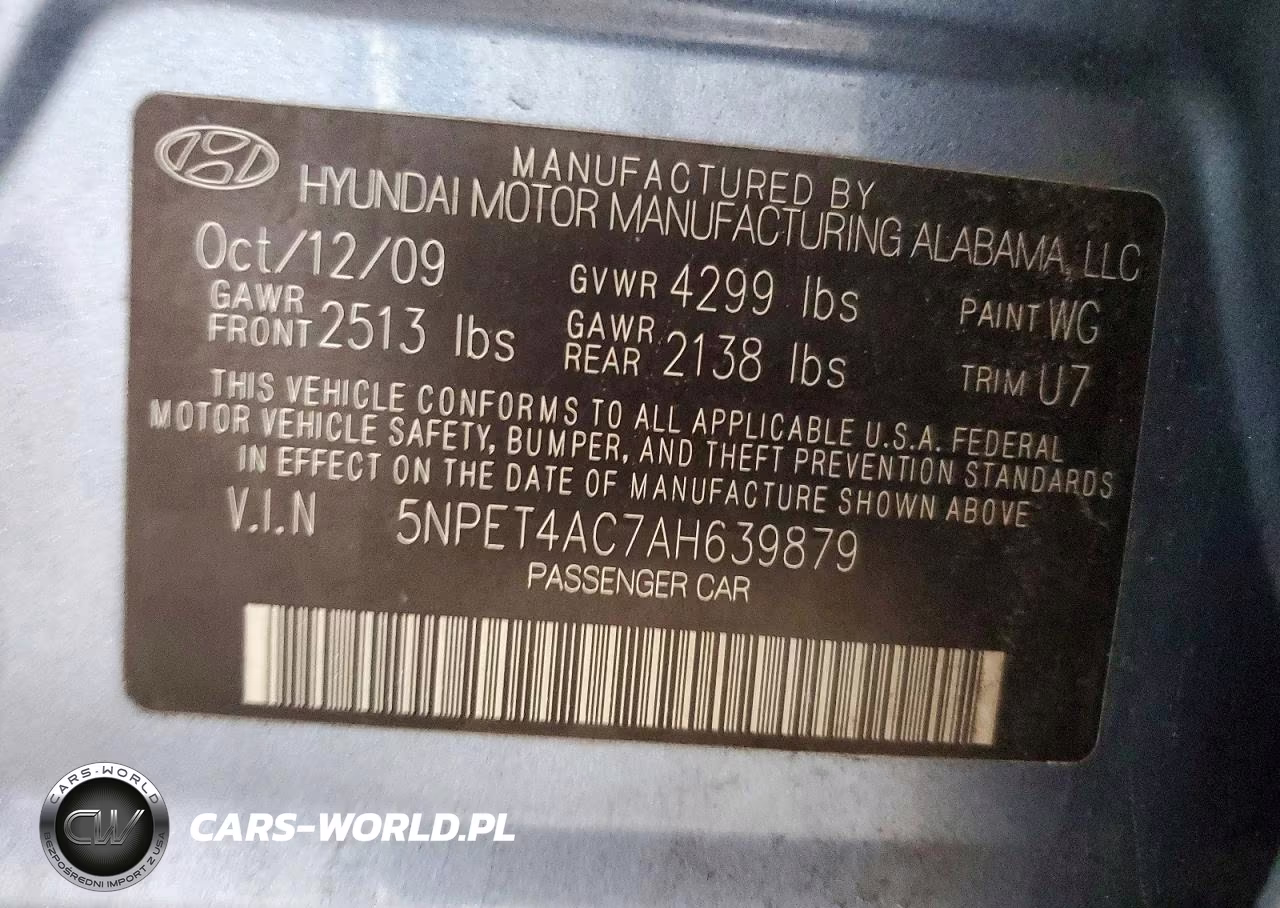 2010 Hyundai Sonata Gls VIN:5NPET4AC7AH639879 - 12