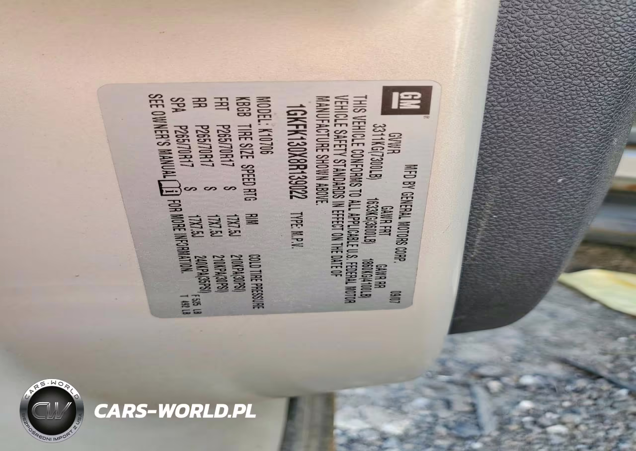 2008 GMC Yukon VIN:1GKFK130X8R139022 - 12