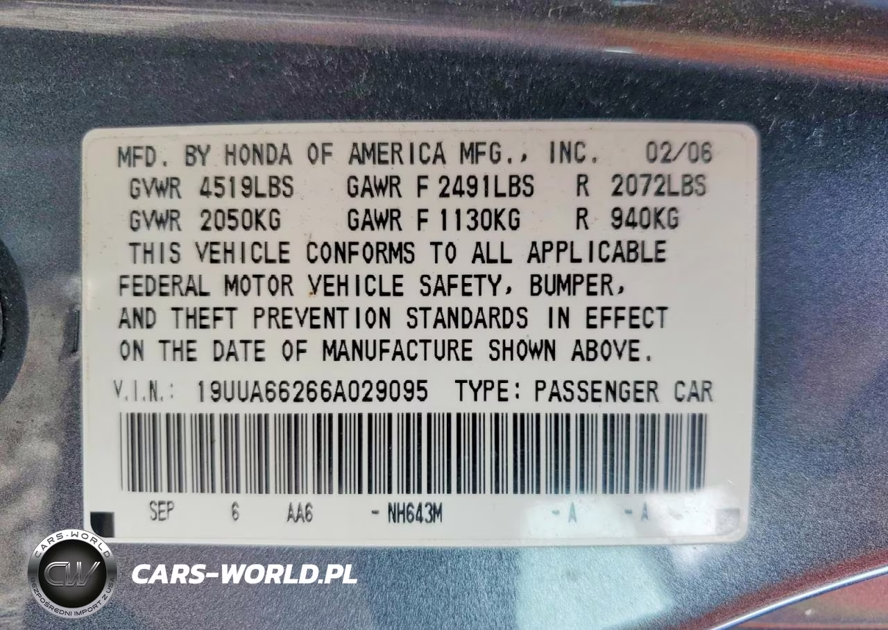 2006 Acura 3.2Tl VIN:19UUA66266A029095 - 12
