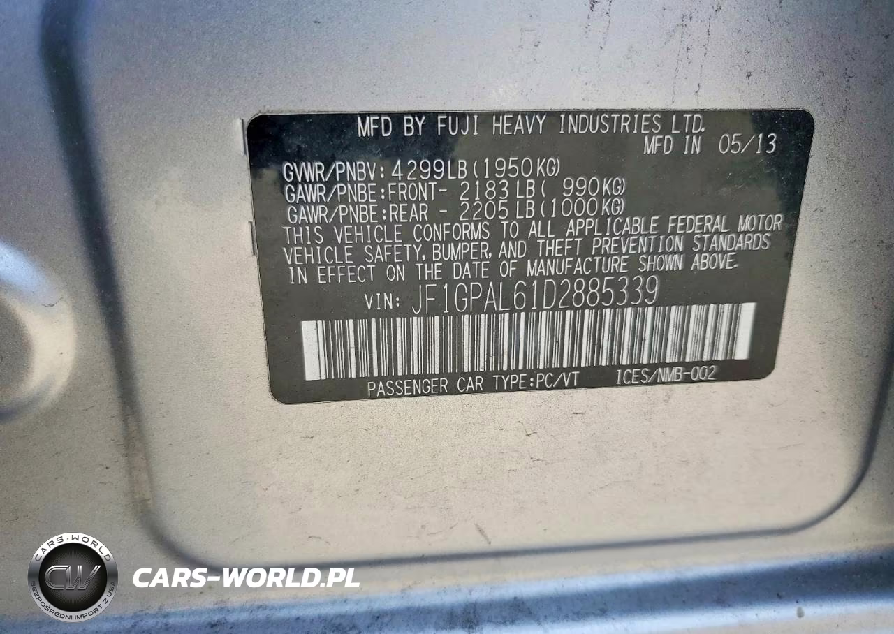 2013 Subaru Impreza Sport Premium VIN:JF1GPAL61D2885339 - 12