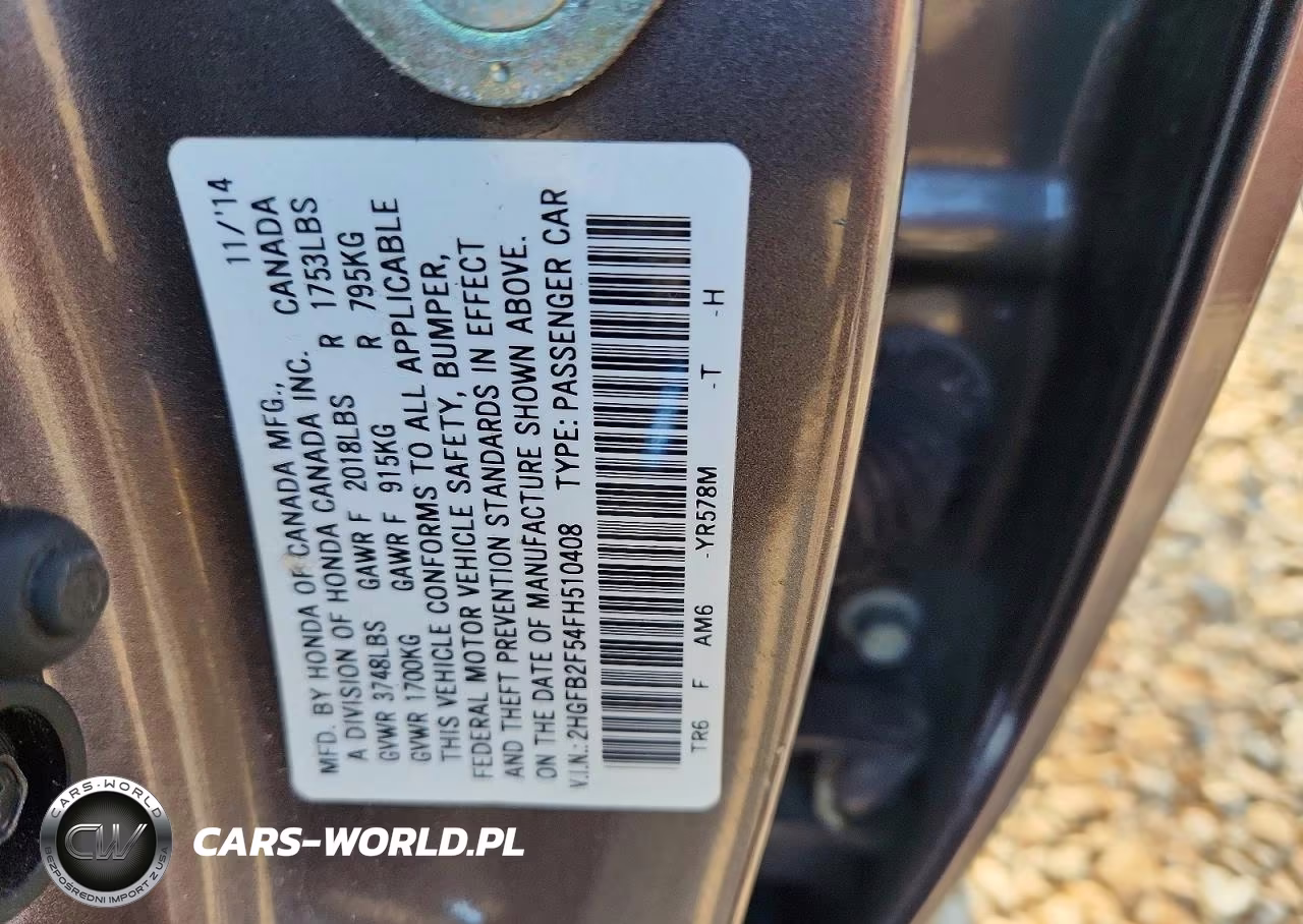 2015 Honda Civic Lx VIN:2HGFB2F54FH510408 - 12