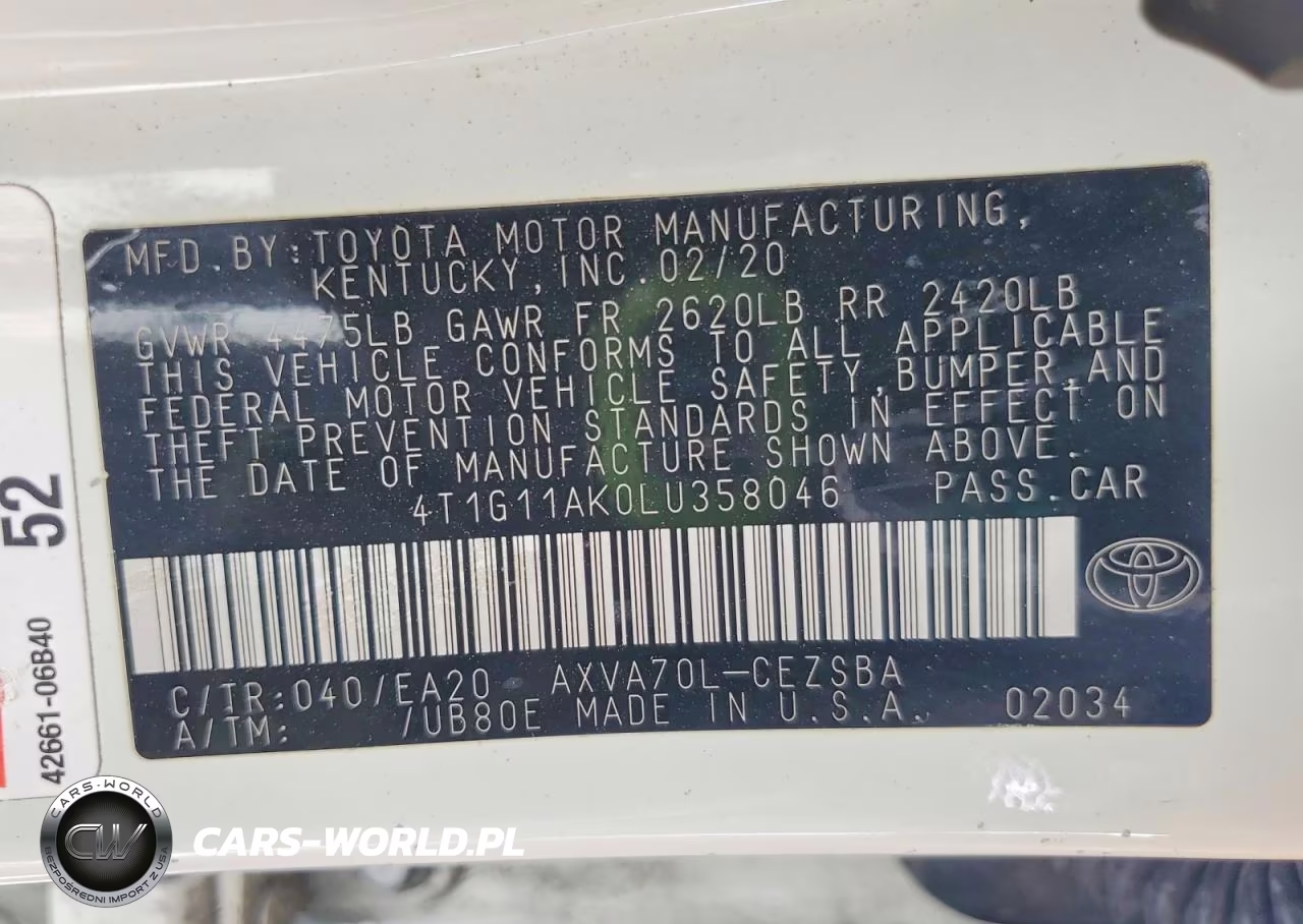 2020 Toyota Camry Se VIN:4T1G11AK0LU358046 - 12