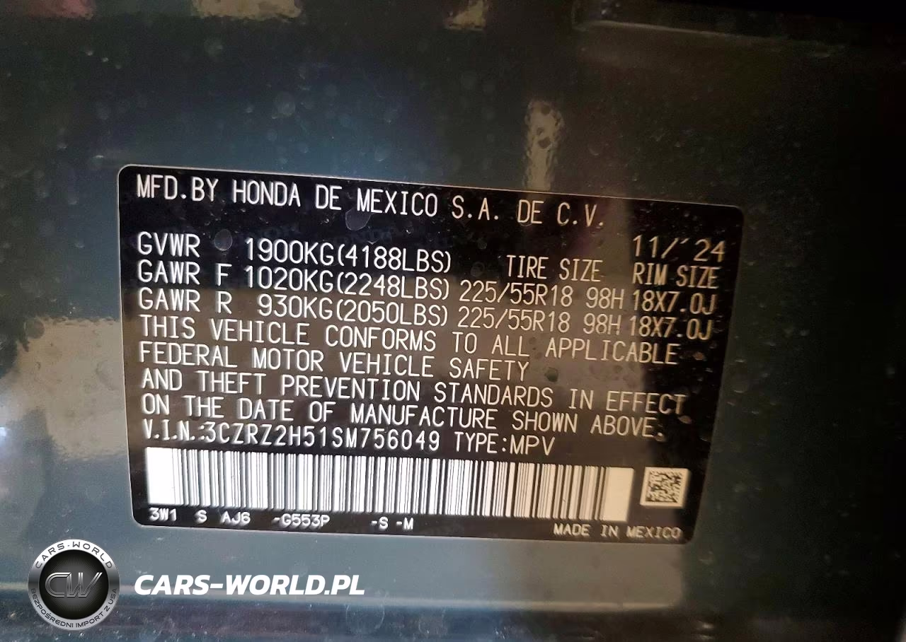 2025 Honda Hr-V Sport VIN:3CZRZ2H51SM756049 - 13