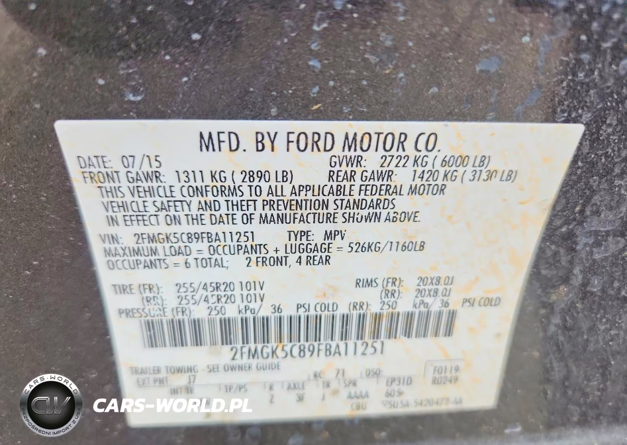 2015 Ford Flex Sel VIN:2FMGK5C89FBA11251 - 14