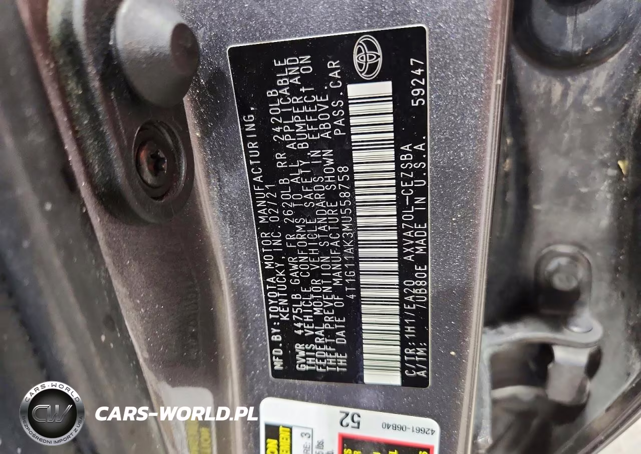 2021 Toyota Camry Se VIN:4T1G11AK3MU558758 - 12