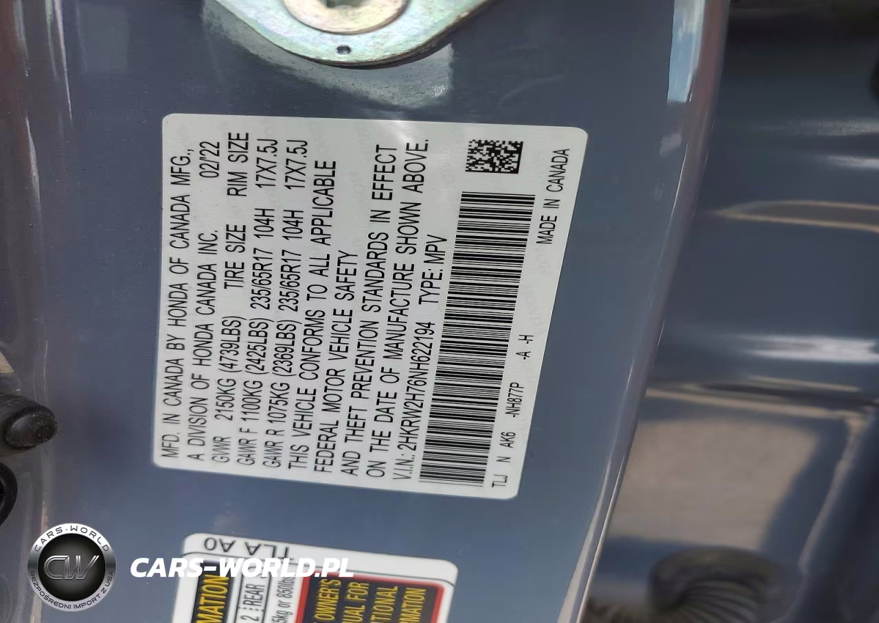 2022 Honda Cr-V Se VIN:2HKRW2H76NH622194 - 13