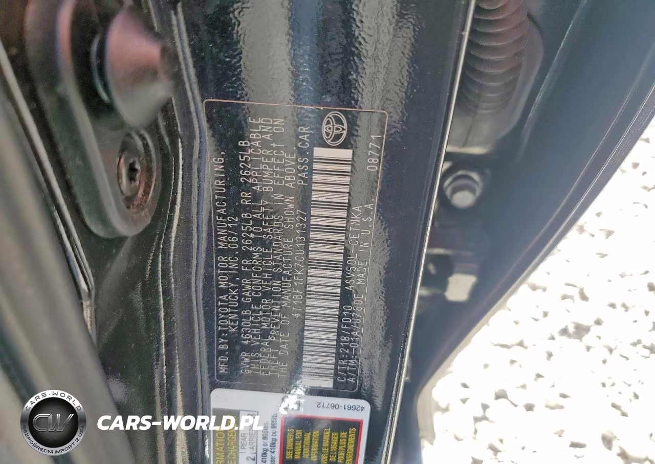 2012 Toyota Camry Le VIN:4T1BF1FK7CU131327 - 12