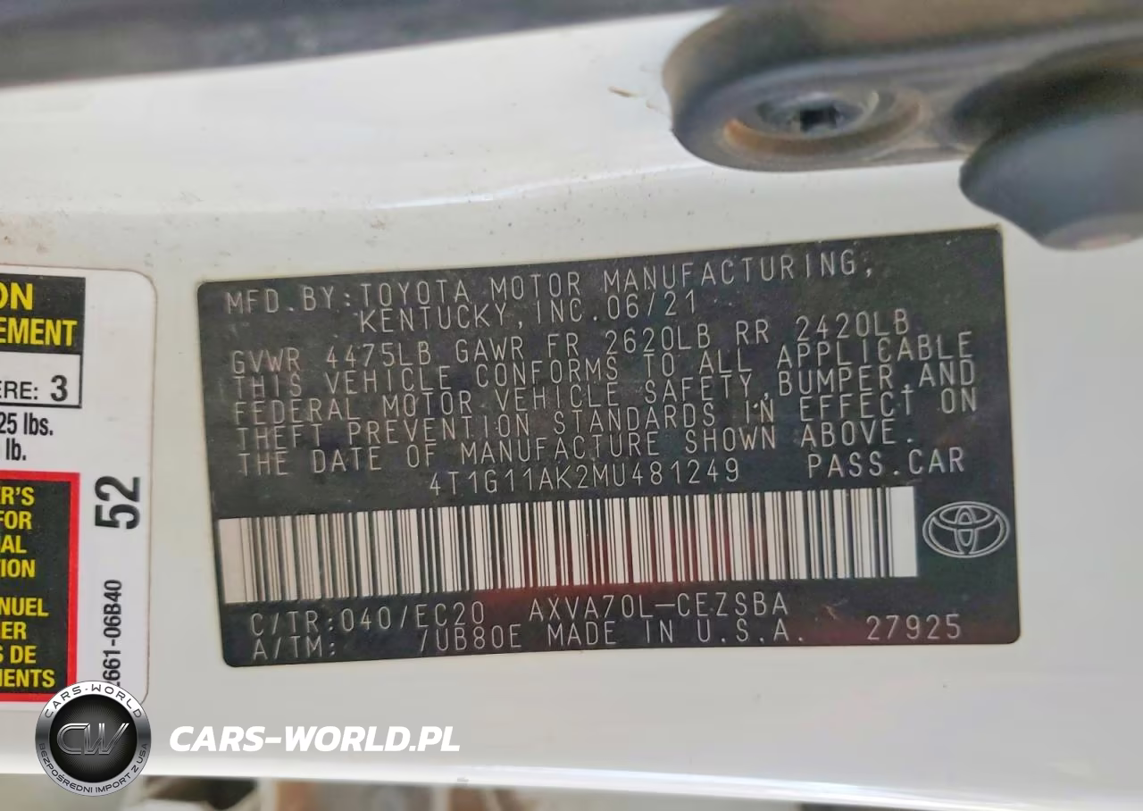 2021 Toyota Camry Se Nightshade VIN:4T1G11AK2MU481249 - 12