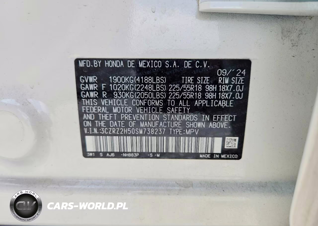 2025 Honda Hr-V Sport VIN:3CZRZ2H50SM738237 - 14