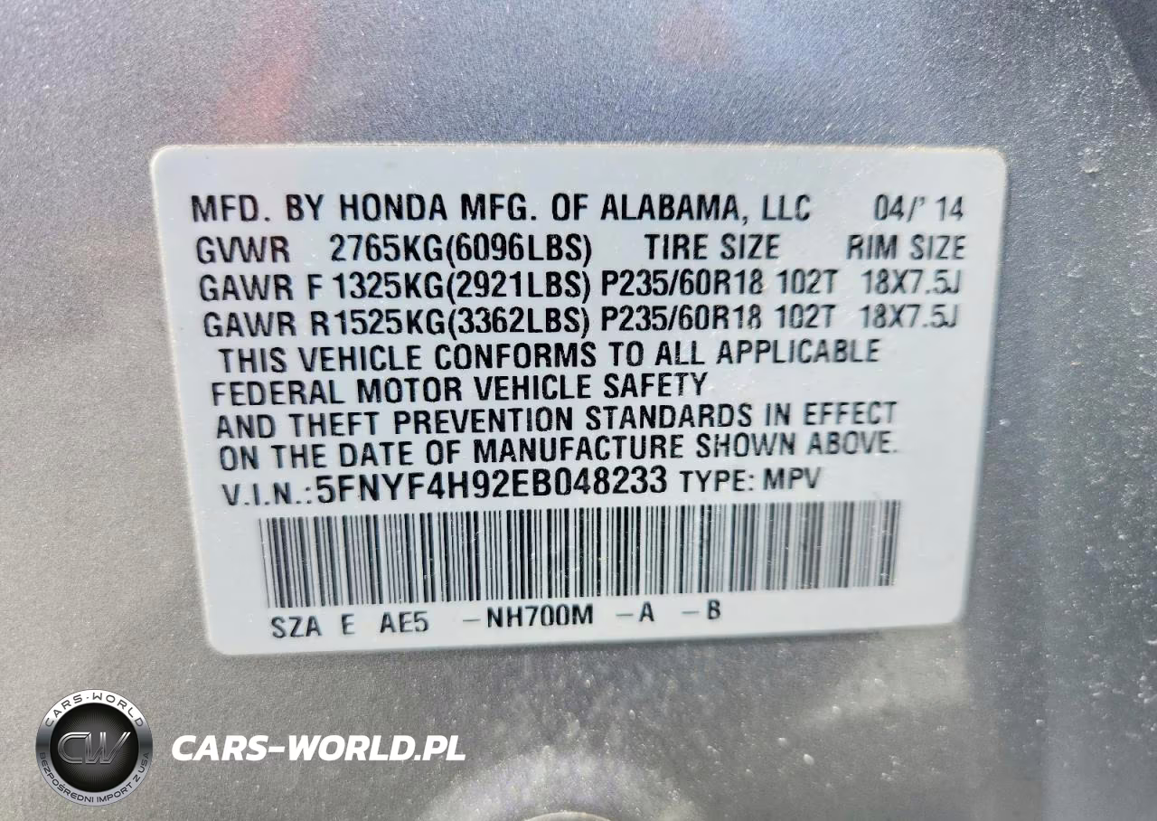 2014 Honda Pilot Touring VIN:5FNYF4H92EB048233 - 13