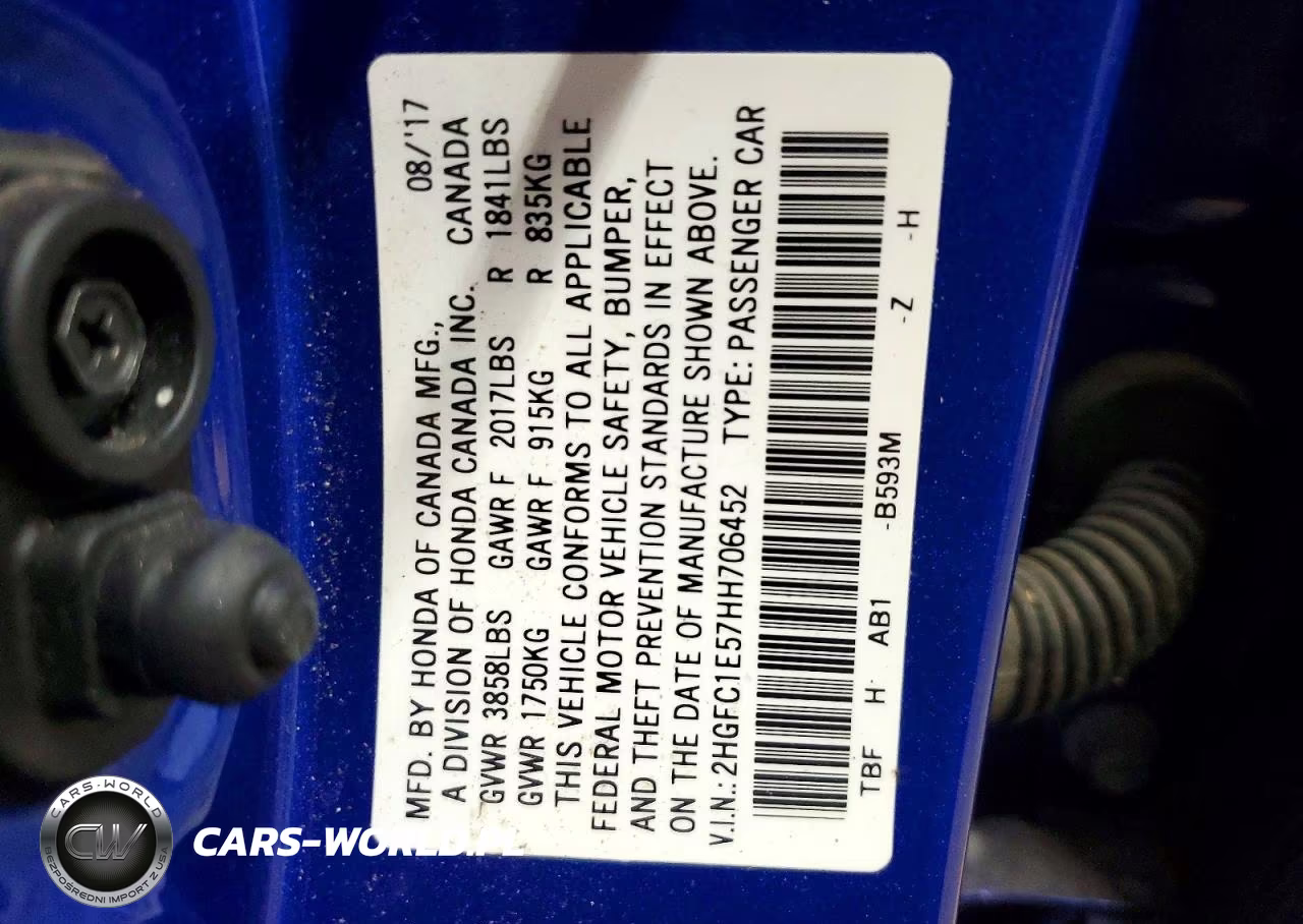 2017 Honda Civic Si VIN:2HGFC1E57HH706452 - 12
