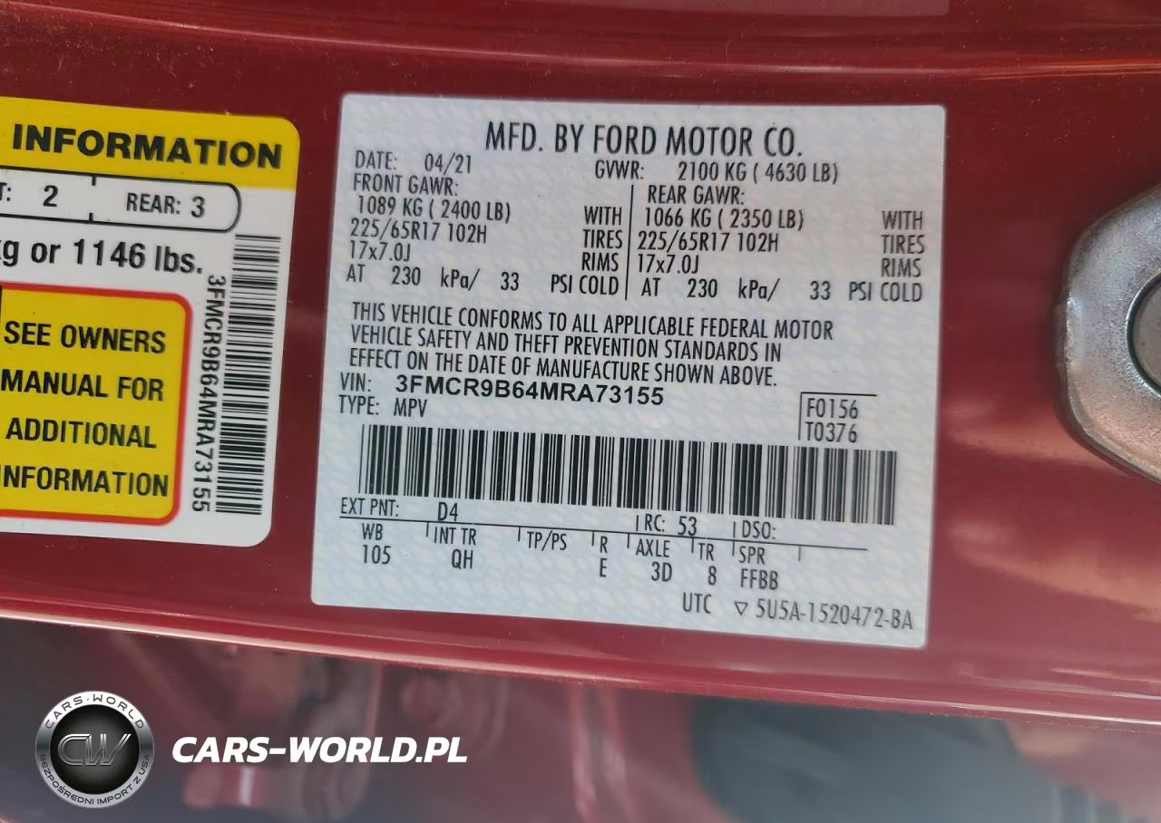 2021 Ford Bronco Sport Big Bend VIN:3FMCR9B64MRA73155 - 12