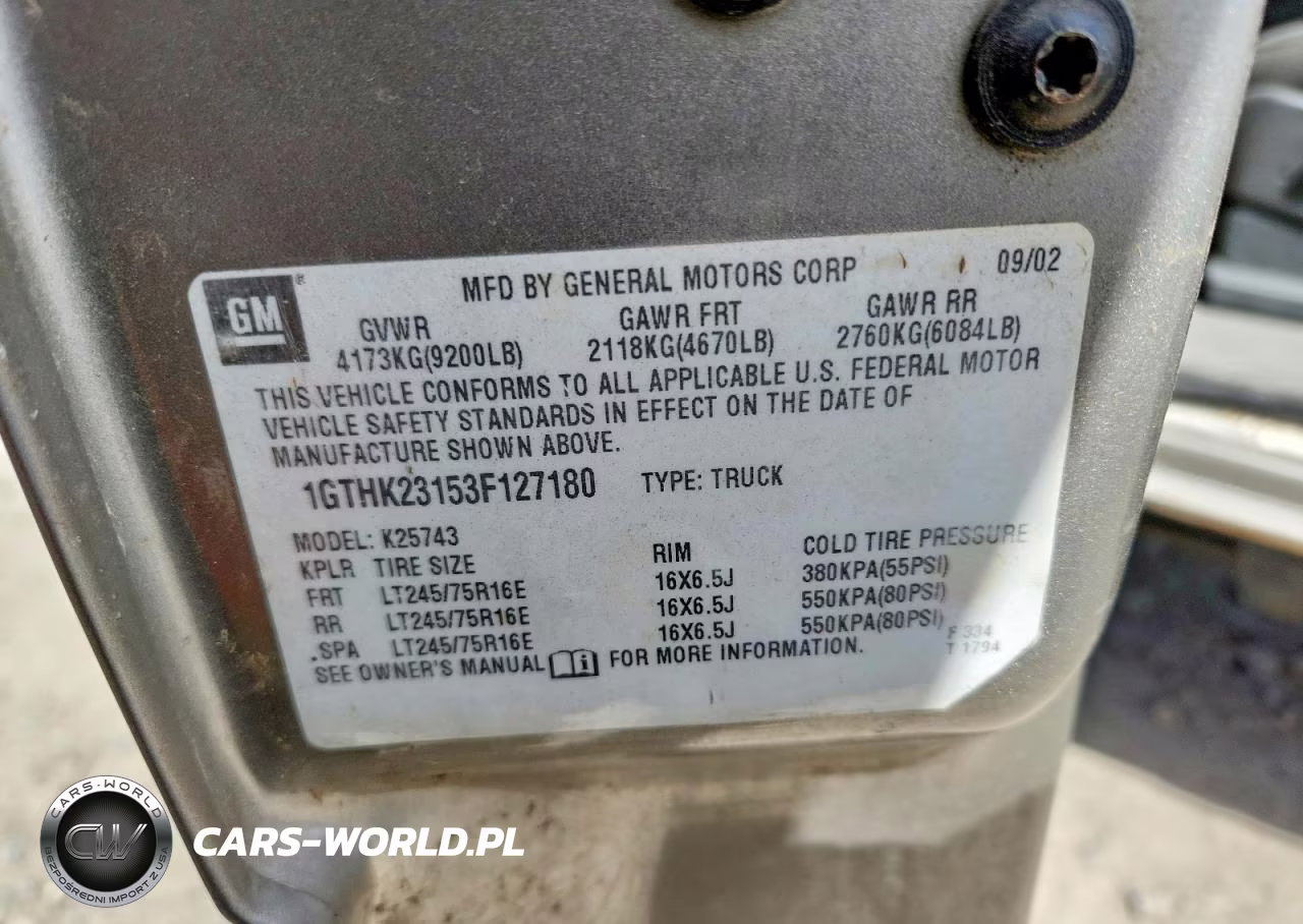2003 GMC Sierra K2500 Heavy Duty VIN:1GTHK23153F127180 - 12