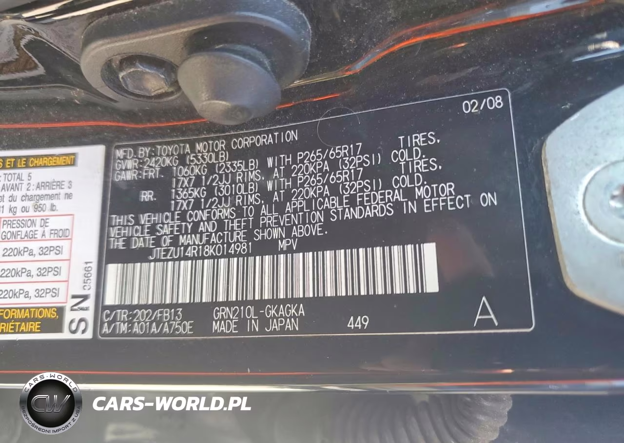 2008 Toyota 4Runner Sport Edition VIN:JTEZU14R18K014981 - 13