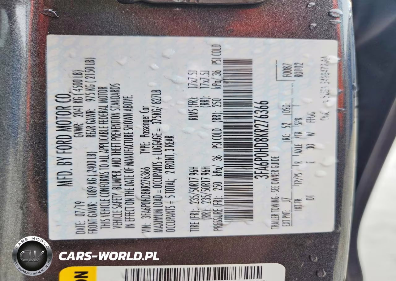 2019 Ford Fusion Se VIN:3FA6P0HD8KR276366 - 13
