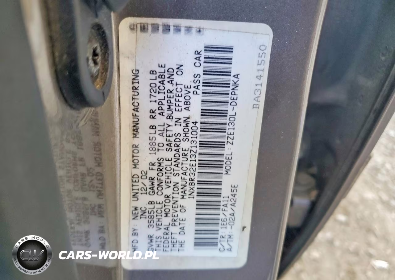 2003 Toyota Corolla Le VIN:1NXBR32E13Z131004 - 12
