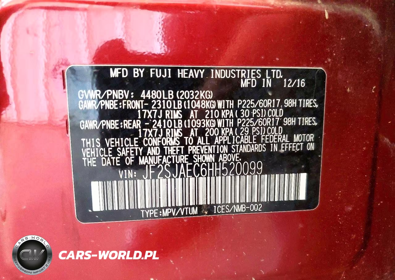 2017 Subaru Forester 2.5I Premium VIN:JF2SJAEC6HH520099 - 14