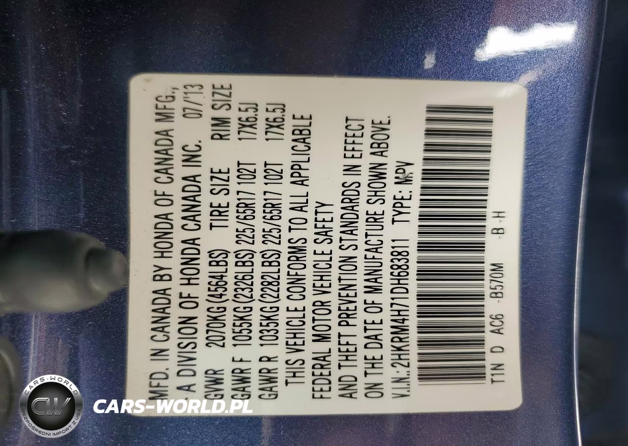 2013 Honda Cr-V Exl VIN:2HKRM4H71DH683811 - 14