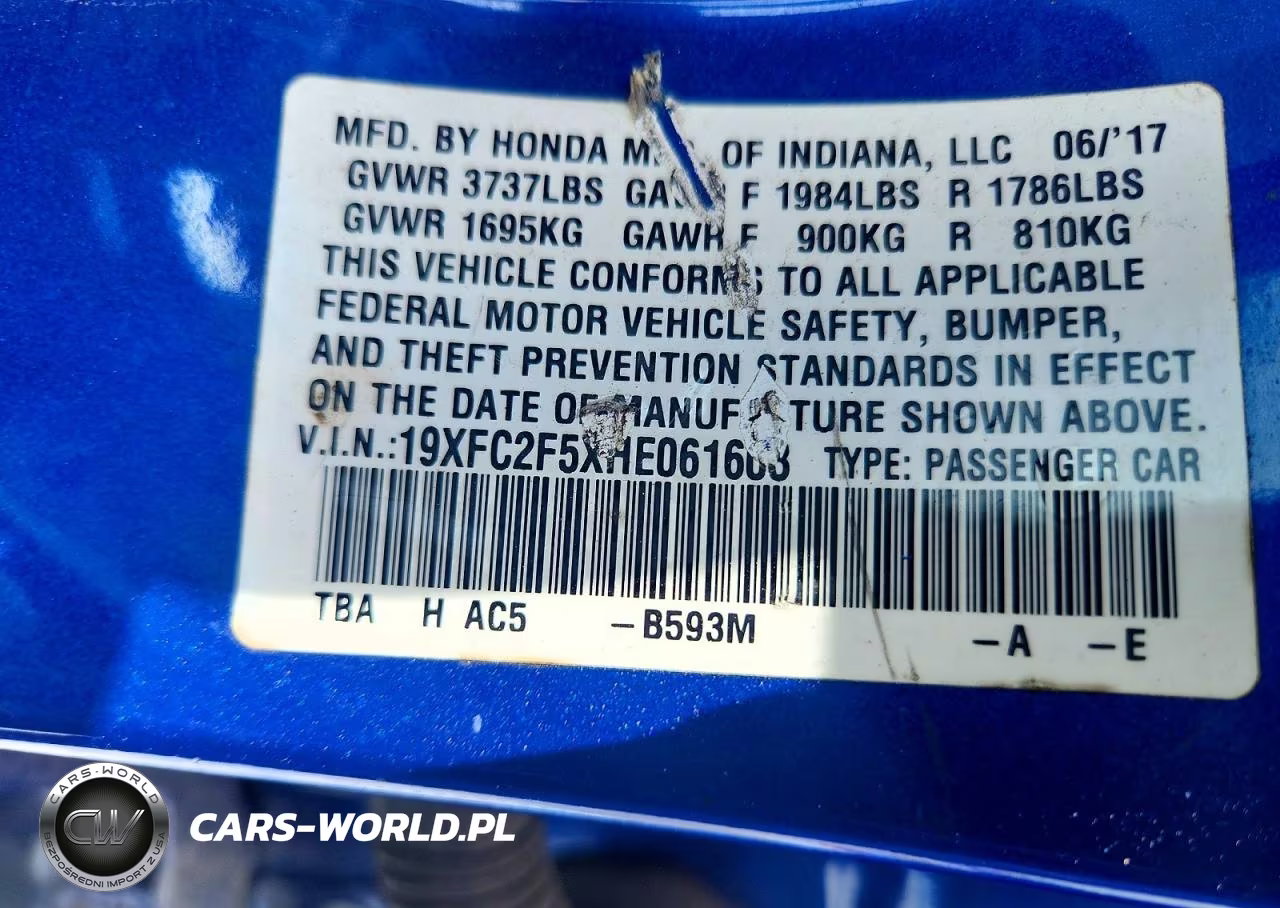 2017 Honda Civic Lx VIN:19XFC2F5XHE061603 - 12